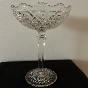 Antique Cambridge glass “Candy” / “Compote” raised crystal dish. 6.5” H